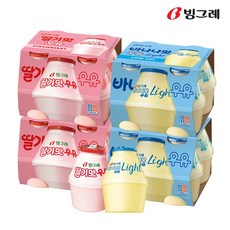 빙그레 딸기맛 우유 240ml 8개+바나나맛 라이트 우유 240ml 8개, 1세트
