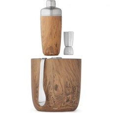 지거 카라페가 포함된 Swell 스테인리스 쉐이커 세트 18 Fl Oz Teakwood 3중 진공 집게가 Iandwell 아이스 버킷 68oz 얼음 보관