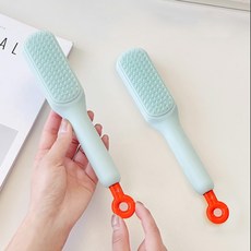 리빙블러썸 휴대용 엉킴 방지 머리 빗 원터치 청소 헤어 브러쉬