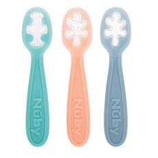누비 유아용 퍼스트 스푼 3종 세트, 파스텔, 파스텔, 1개