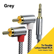 Essager 스피커 5 수 TV 잭 2RCA 3 오디오 Aux 앰프 RCA PC 와이어용 분배기 케이블 2 5mm DVD, Dark grey, 2m, 1개