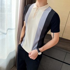 생활도움 형남 여름 스키니 반팔 니트 폴로티 유스핏 그라데이션 헨리넥 티