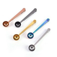 숟가락 측정 커피 스텐계량스 봉인 차 가방 된 1g 클램프 씰링 휴대용 스푼, Black, 1개