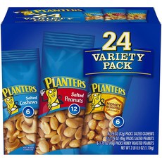 PLANTERS Variety Packs (Salted Cashews Salted Peanuts & Honey Roasted Peanuts) 24 Packs - Individu, 24개