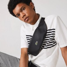 LACOSTE Men's LCST Coated Canvas Zippered Belt Bag NH3317LV BLACK 000