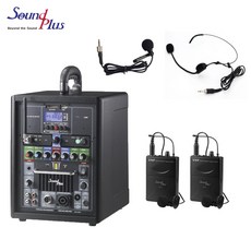 TRAmp-USR 국산 강의 특화용 충전식 무선앰프 80W 이동형 휴대용 이동식 연설, H 앰프+핀마이크+헤드셋마이크
