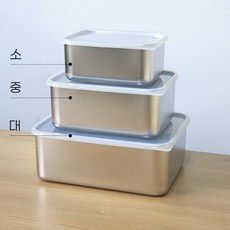 (JNS)사각 스텐 보관통 밧드 깊은형 반찬통 소 중 대, 1개, 단품