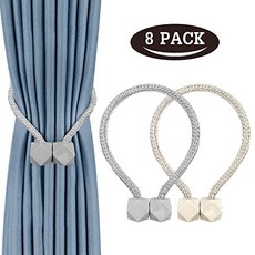 NMT 8 PCS 마그네틱 커튼 타이백 유럽 스타일 편리한 드레이프 타이 백 장식 드레이 [4 Beige + 4 Gray] - P094008F4STV3T9, 4 Beige + 4 Gray