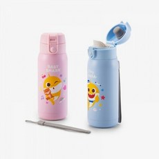 락앤락 핑크퐁 아기상어 원터치 텀블러 370ml (핑크/블루)(LHC3233), 핑크, 1개