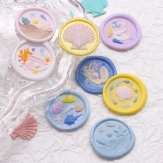 실링왁스 스탬프 아름다운 바닷가 조개 파도 해파리 해양 테마, 진주조개 - 해파리 (2.5cm)