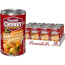 Campbell's Chunky Hearty Chicken with Vegetables S 야채 수프를 곁들인 Campbell's 청키 푸짐한 치킨 18.6 oz. 캔(12개들이, 12개
