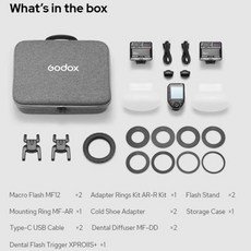 Godox MF12-DK1 MF12 치과 플래시 시스템 TTL 플래시 2.4 GHz 무선 제어 스피드 라이트 소니 A6400 A74 A7C A7R5andZV-E10 신제, 1) MF12-DK1