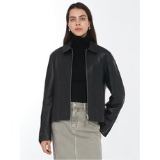 던스트 20FW UNISEX ZIPPED SLEEVES LAMBSKIN SINGLE JACKET BLACK UDJU0F101BK