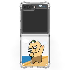 [사은품증정] 갤럭시 Z플립6 제트플립6 카카오 춘식이 타임투트레블 투명 방탄 강화 휴대폰 케이스