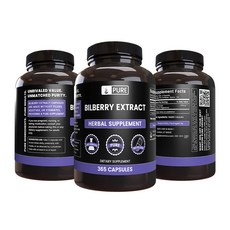 PURE ORIGINAL INGREDIENTS 빌베리 추추물 830mg 캡슐 365정, 1개