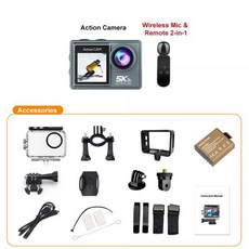 카메라 360 오토바이 C 110 FPV 비디오 스크린 액션 캠코더 스포츠 DV 캠 수중 리모컨 포함 손떨림 방지 스포츠 카메라 5K 액션 4K60FPS 듀얼 IPS 터치 LCD, 없음, 5) With Touch Screen - With 64, 1개