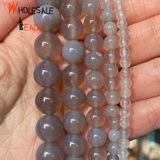 은팔찌만들기 천연 4/6/8/10/12mm 회색 마노 스톤 라운드 보석 만들기 바느질 Diy 팔찌 액세서리 15