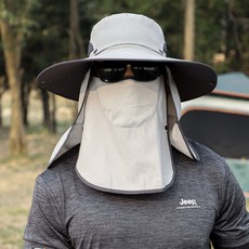 핫 얼굴 차단 자외선 여름 등산 야외 낚시 탈착식 남성용 캡 햇빛 목 보호 모자 어부, adjustable56-60cm, grey-removable