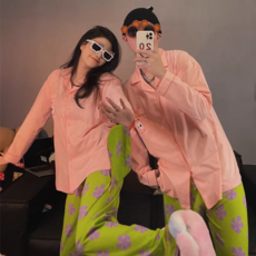 스폰지&뚱이 커플룩 순면 빅사이즈 긴팔 홈웨어 상하세트