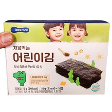 베베쿡 베베쿡 처음먹는 어린이 김 1.5g X 10개입 x 1개, 4개, 단품 - 베베쿡아기김