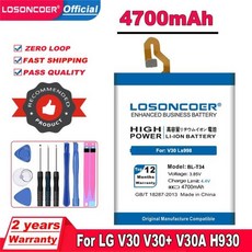 LOSONCOER BL-T34 배터리 LG 스프린트 V30 + LS998 V30 V30A H930 H932 휴대폰 배터리 LS998 V35 V30 플, 한개옵션0, 한개옵션0