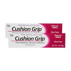 Cushion Grip 쿠션 그립 열가소성 플라스틱 의치 접착제 28g, 2개