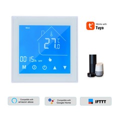 Koogeek 물 / 가스 보일러 용으로 프로그래밍 가능한 WiFi 스마트 온도 조절기 컨트롤러 LCD 디스플레이 주 Alexa Google Home과 호환되는 Tuya APP 제어, White
