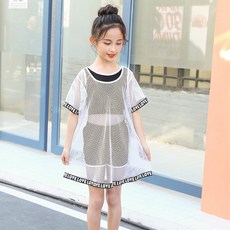 위파인더 여자 수영복 여자 어린이 중학교 어린이 큰 어린이 분할 복서 세 조각 스포츠 학생 보수적 수영복 도매 제조 업체, 2061 블랙 아이