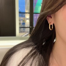 실버사각링귀걸이