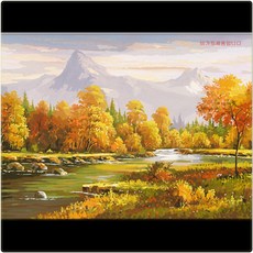 비가토 DIY 유화 풍경 대형 장식 60X120 유화그리기 세트(내부프레임포함), 늦가을 강가_60X120-내부프레임_DIY 페인팅세트