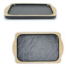 멜라민 서빙보드 돈까스접시 32.7x19.7x2.5cm 1p, 앤틱블랙 벼루 DS-6780