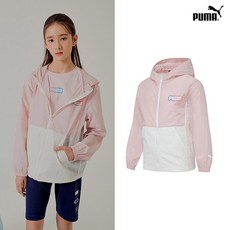 [푸마키즈] [PUMA] NEW 푸마키즈 주니어 혼성 드라이셀 배색바람막이 핑크