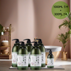 더블모 어성초샴푸1000ml 5개 + 샴푸300ml 1개 탈모샴푸, 1000ml5개 + 300ml1개