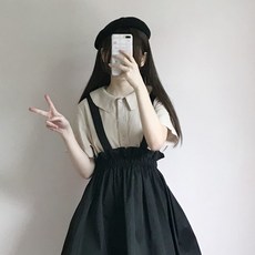 멜빵치마 멜빵스커트 세트포장 2020뉴타입 소녀 여름시즌 일본스타일 멜빵원피스 2벌 세트 중학생