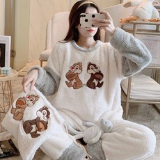 디즈니 칩앤데일 잠옷 극세사 수면 잠옷 상하의세트 파자마 홈웨어 커플잠옷