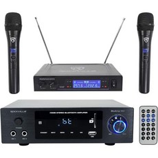 Rockville BLUAMP 150 가정용 스테레오 블루투스 앰프광학/RCA 번들 포함 RWM1203VH 무선 듀얼 핸드헬드 마이크 시스템/디지털 디스플레이 포함