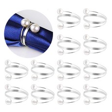 냅킨 링스 진주 냅킨 버클 펄 실버 골드 웨딩 크리스마스 생신 냅킨 링은 Pearl Napkin Rings Serviette Buckle Gold Silver, 실버 -12 PCS, 12개