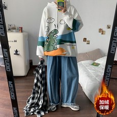 기모 커플 맨투맨 루즈핏 라운드 상의 데일리룩 시밀러룩 커플룩