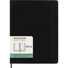 Moleskine 2023-2024 주간 플래너 18M 엑스트라 라지 블랙 소프트 커버 (19.1 x 25.4cm(7.5 10인치))몰스킨, XL, Black