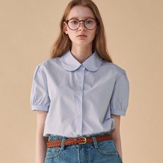 론론 RONRON ROUND COLLAR SHORT PUFF SHIRTS SOFT BLUE