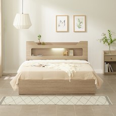 하모니 3단 멀티 서랍형 LED 침대 프레임 (S/SS/D/Q), 하모니3단 (오크), 싱글, 프레임만