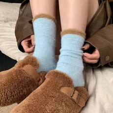 하라주쿠 남녀공용 아늑한 밍크 벨벳 양말 두꺼운 보온 코랄 수면 플러시 바닥 가을 및