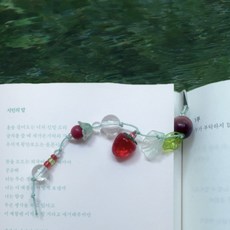 [숲비] 산딸기 비즈 책갈피 - 책 끈갈피 북마크, 1개