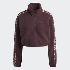 아디다스 ADIDAS 퍼포먼스 우먼스 에센셜 3S 애니멀 프린트 하이파일 크롭 쿼터집 탑 크롭반집업 크롭뽀글이 크롭플리스 크롭후리스 반집업뽀글이 반집업후리스 IY5010