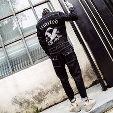 남자흑청점프수트