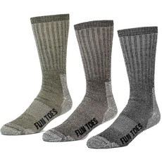FUN TOES 남성용 부츠 양말 내구성 있는 단열 80% 메리노 울 따뜻한 하이킹 겨울 실내 또는 실외용 3쌍 (블랙)
