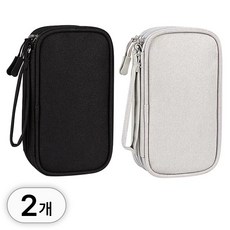 투데이리빙 2p 세트 멀티 디지털 방수 파우치 여행용 충격 보호 보조 배터리 usb 케이블 보관 가방 3단 수납 전자 테크 케이스 휴대용 충전기 다용도 기기 포켓, 2개, R89184C(블랙+그레이