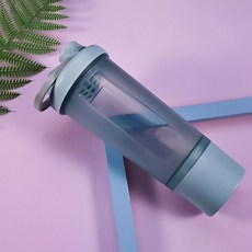 Coctelera para bebidas de 500ML botella de proteína de suero de leche en polvo bola mezcladora de al, Azul