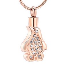 Memorial Pet Ashes Pendant Cremation Jewelry Adorable P 기념 애완동물 유골 펜던트 화장 주얼리 사랑스러운 펭귄 크리스탈 포함(로즈 골드, Rose Gold, 1개, 49.9g