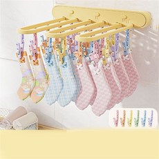가정용 벽걸이형 미니빨래건조대 무타공 양말속옷 접이식빨래건조대 24구, 2개, 노랑색